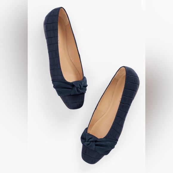 Talbots Shoes - Talbots Navy Stella Knot Flats EUC Sz 8